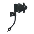 110.50L-RT - Fleur de Lis Flag Cabinet Hinge - Left Mount w/ Handforged Rat Tail & Support Flag - 2 1/8" Flag x 5" Post